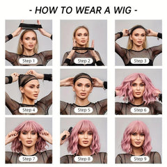 Gradient Brown Pixie Cut Wig Bangs Layered Straight Synthetic Hair