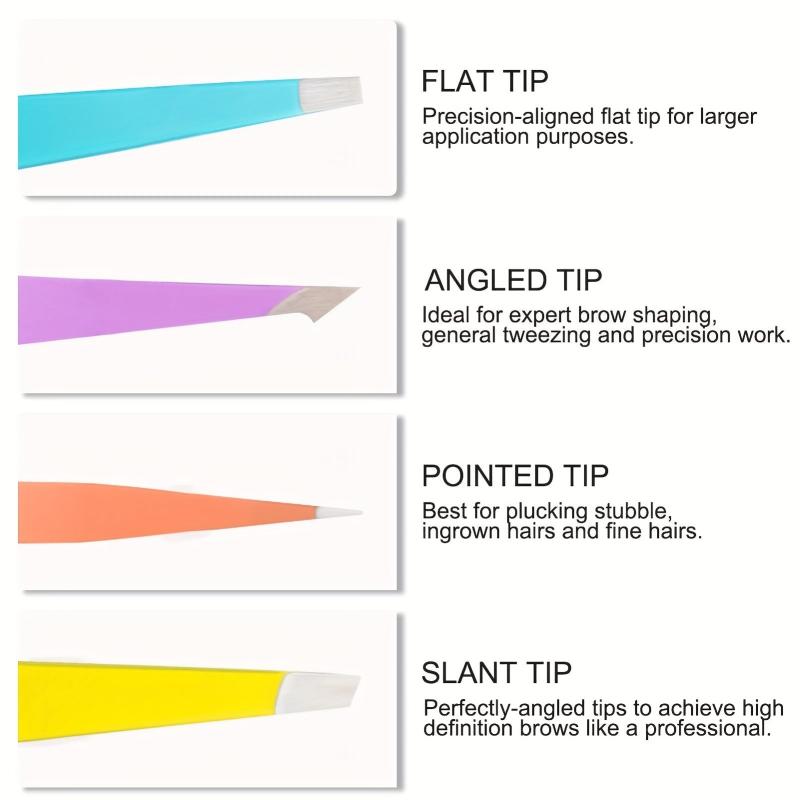4pcs Stainless Steel Tweezers Set for Eyelashes Ingrown Hair Removal
