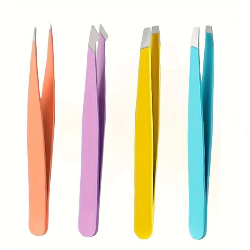 4pcs Stainless Steel Tweezers Set for Eyelashes Ingrown Hair Removal