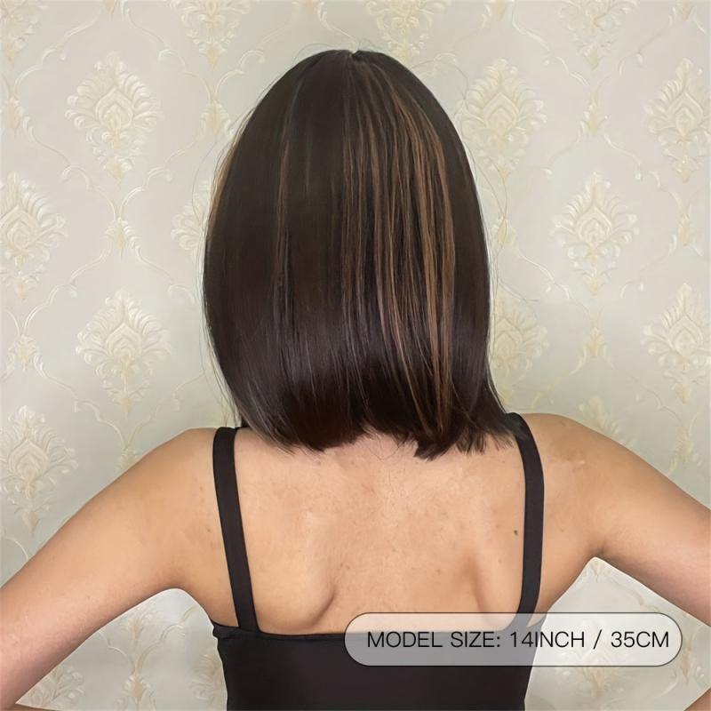 Short Bob Cut Wigs with Bangs for Women Synthetic Hair Replacement Wigs