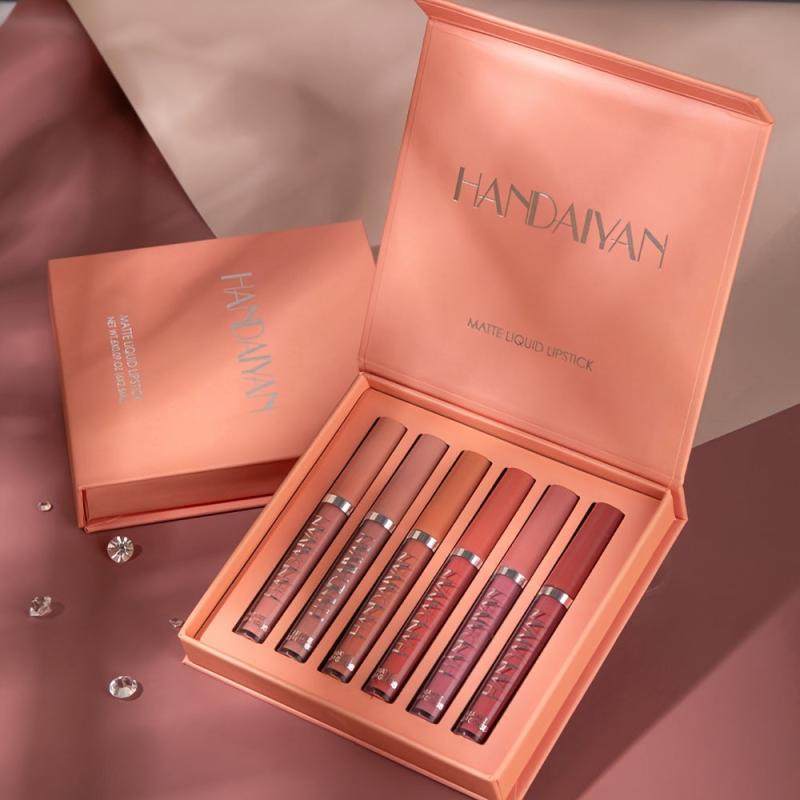Matte Liquid Lipstick Set 6 Lip Gloss Non Stick Cup Lip Glaze