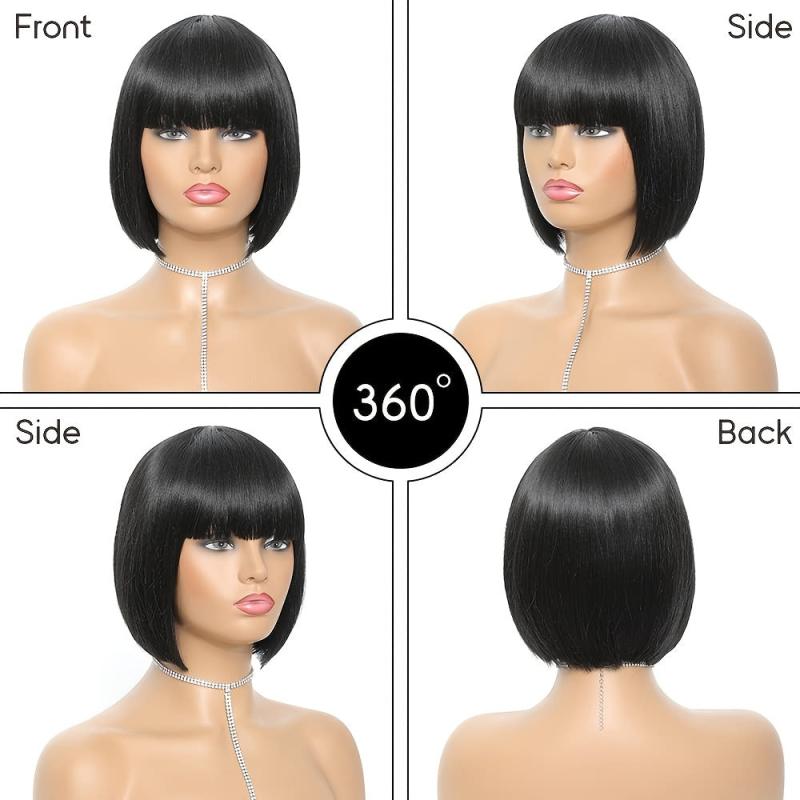 20 32 Cm Short Bob Straight Wigs With Bangs For Women