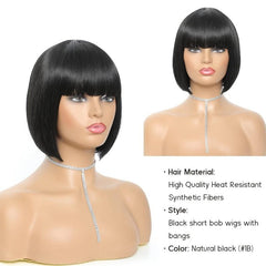 20 32 Cm Short Bob Straight Wigs With Bangs For Women