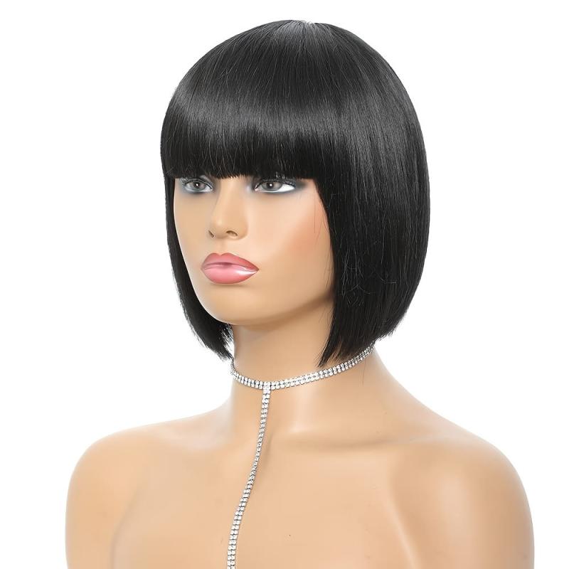 20 32 Cm Short Bob Straight Wigs With Bangs For Women