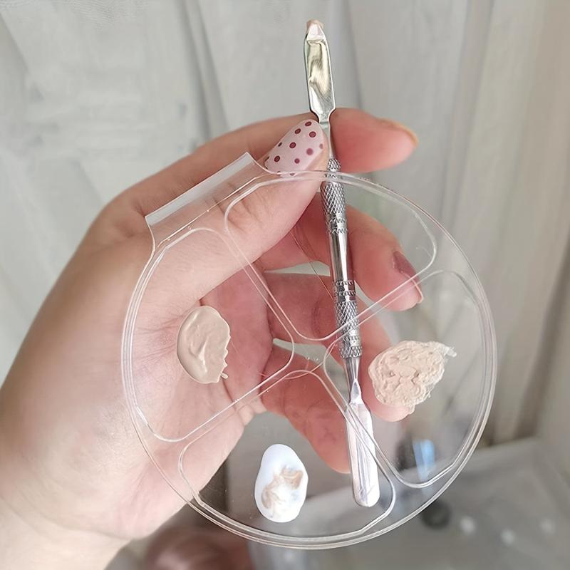 Hand Makeup Mixing Palette Clear Manicure Palette 4 Grids & Round