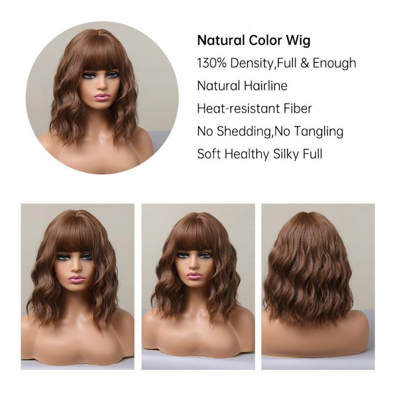 35 56 Cm Daily Use Brown Short Curly Synthetic Wig For Women