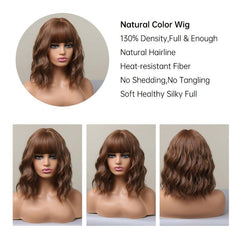 35 56 Cm Daily Use Brown Short Curly Synthetic Wig For Women