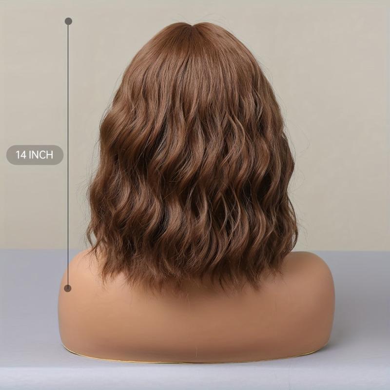 35 56 Cm Daily Use Brown Short Curly Synthetic Wig For Women