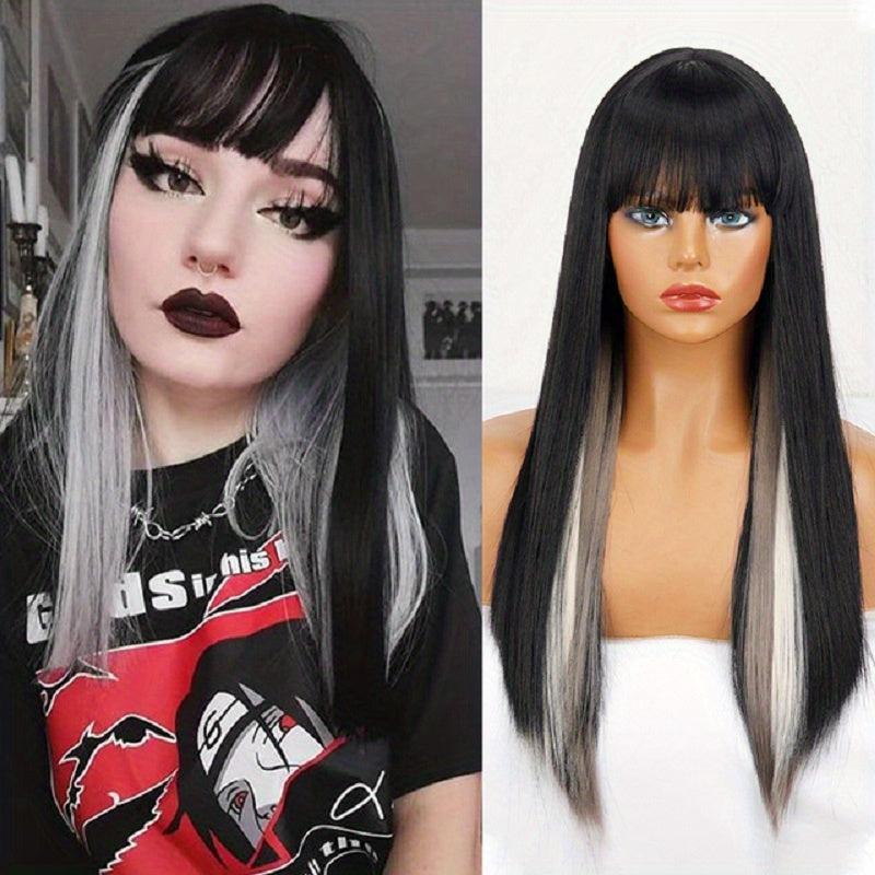 Long Straight Wig with Bangs Natural Look