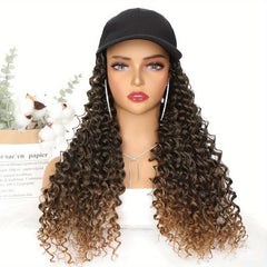 Curly Wavy Hair Wigs With Baseball Cap - All in one Hat Wigs For Women