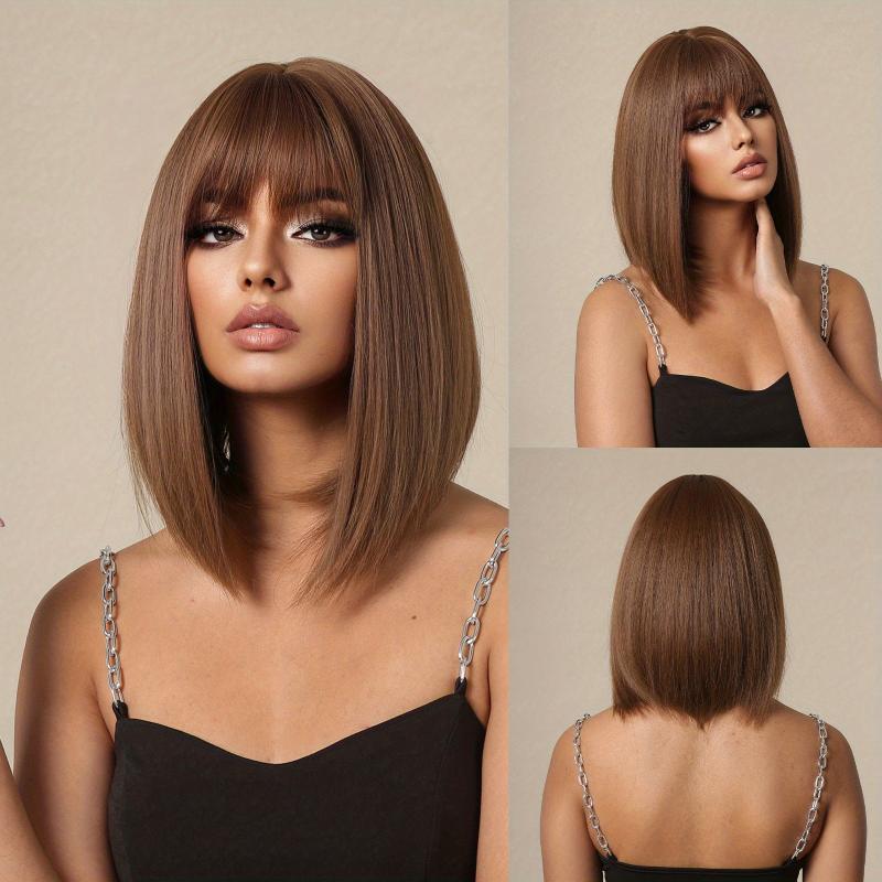 35 56 Cm Synthetic Straight Wigs with Bangs for Women