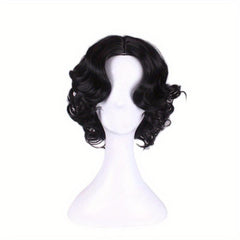 Short Curly Bob Cut Wig With Bangs Synthetic Wig Heat Resistant