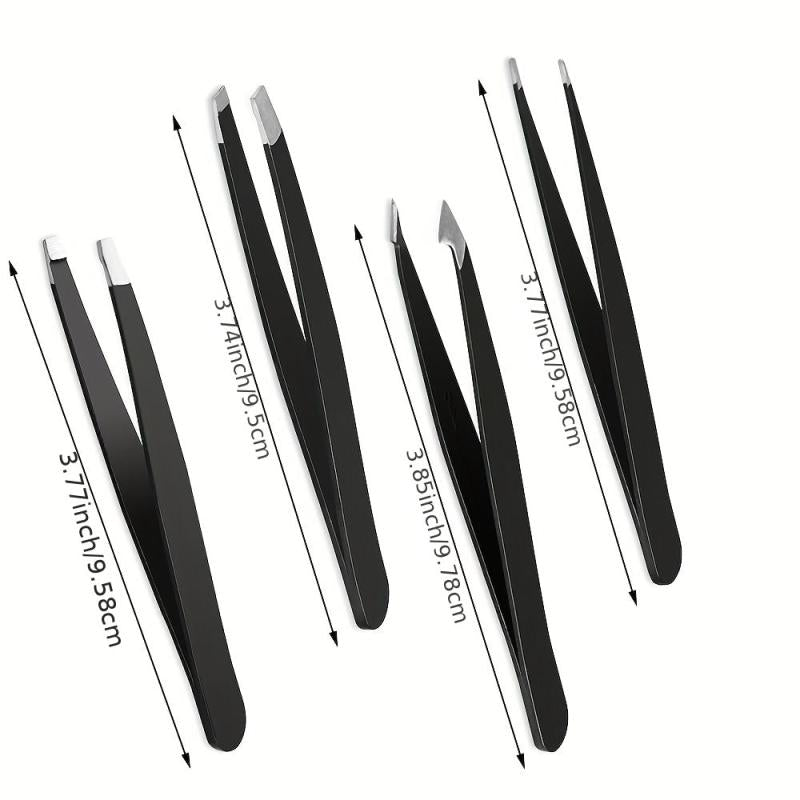 4 Pcs Tweezers Set With 3 Eyebrow Brushes Great Precision Upgrade