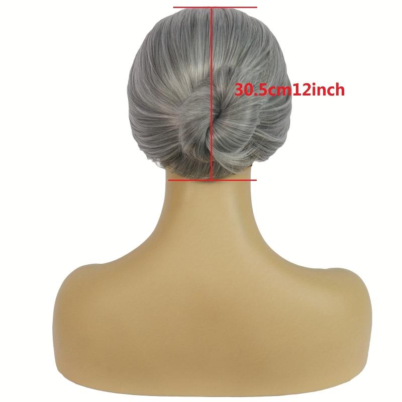 Short Gray Granny Wig with Bun for Madea Costume and Cosplay