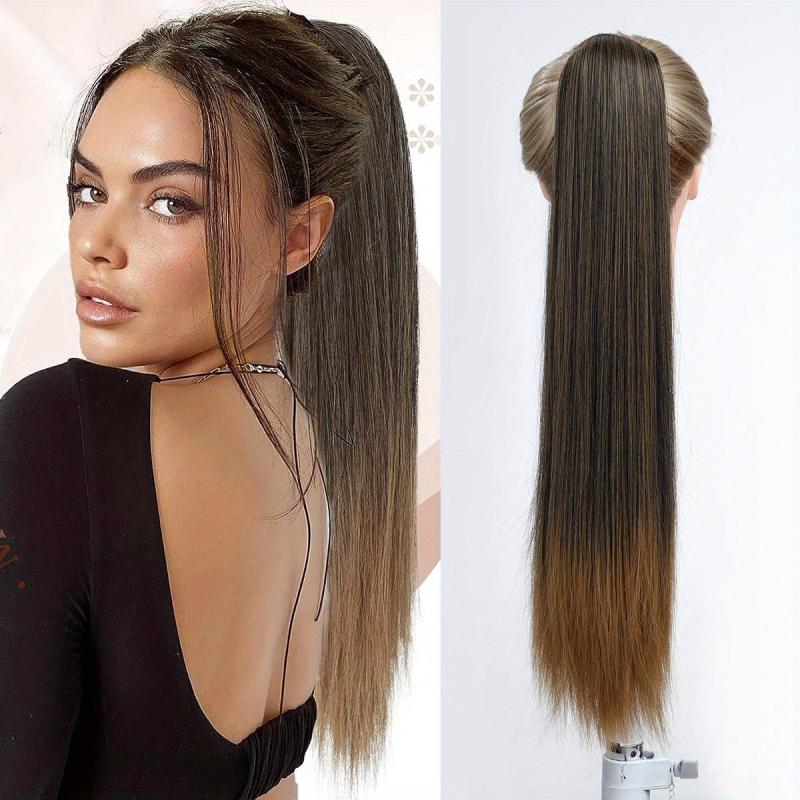 Long Straight Drawstring Ponytail Synthetic Hair Extension