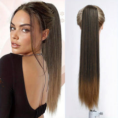 Long Straight Drawstring Ponytail Synthetic Hair Extension
