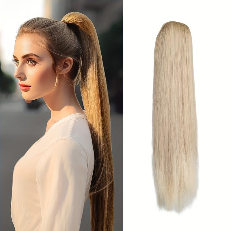 Long Straight Drawstring Ponytail Synthetic Hair Extension