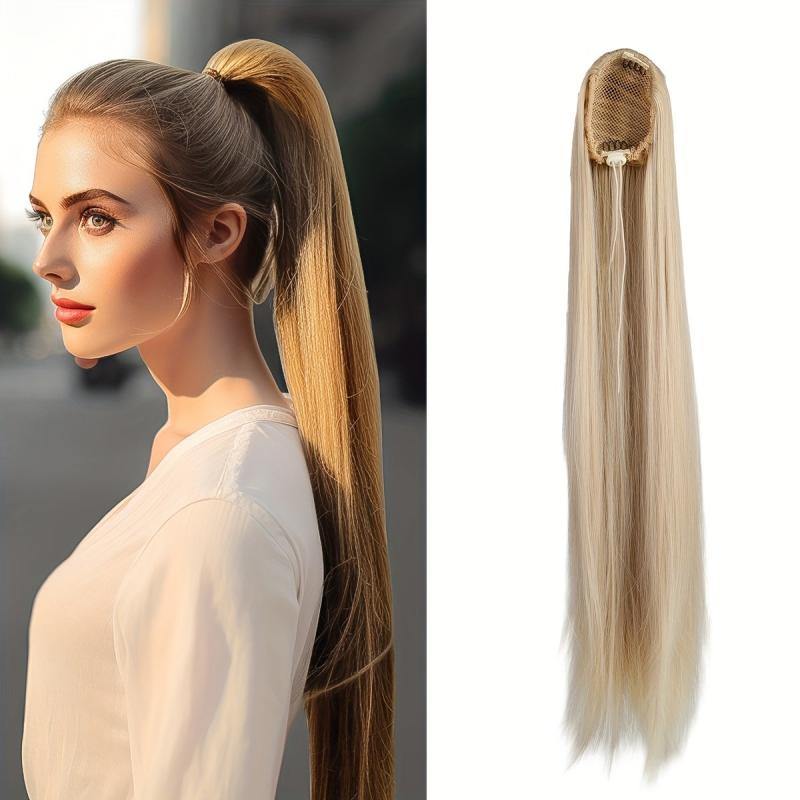 Long Straight Drawstring Ponytail Synthetic Hair Extension