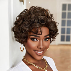 25 cm Short Curly Wave Wigs for Women Natural Synthetic Hair Replacement Wigs