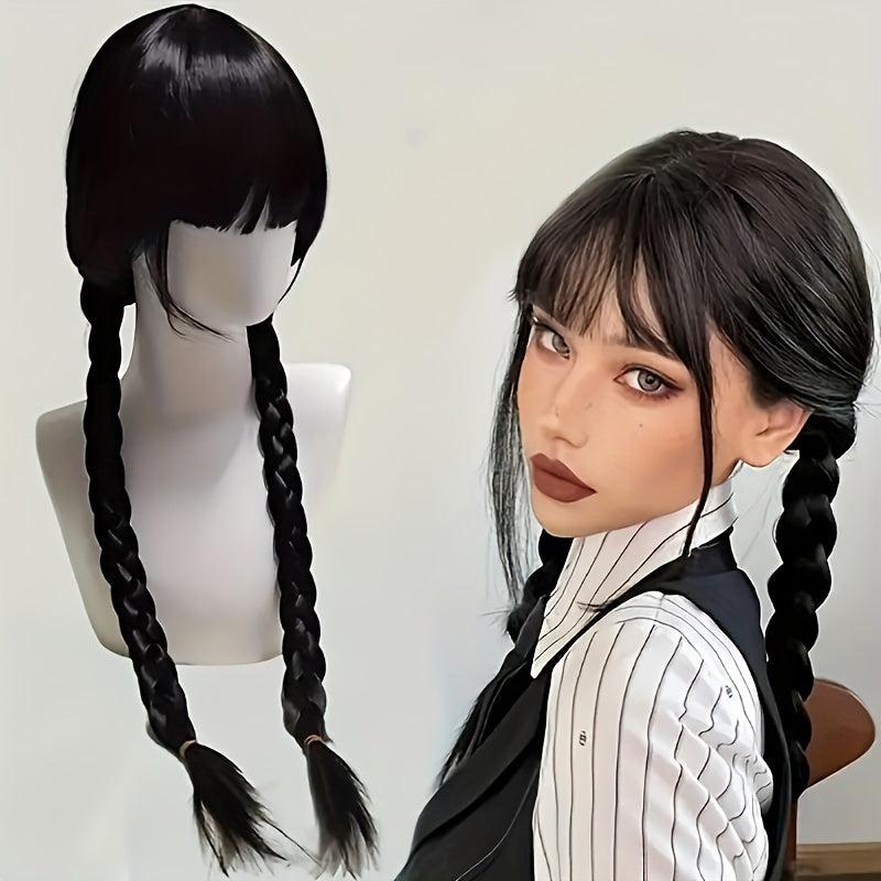 Long Braided Wig for Girls Halloween Party with Wig Cap