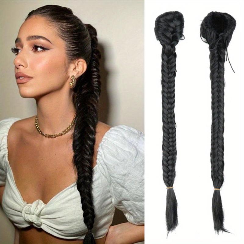 Blonde Fishtail Hairpiece Drawstring Ponytail Clip In Hair Extension