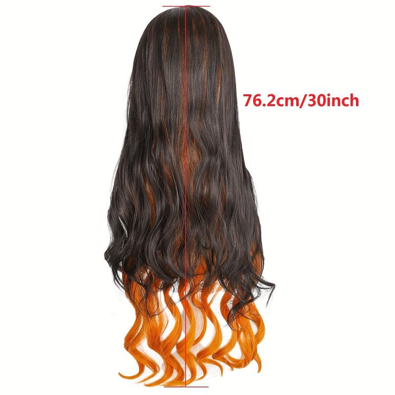 Two Tone Gemini Hair Long Curly Synthetic Wig for Halloween Cosplay Party