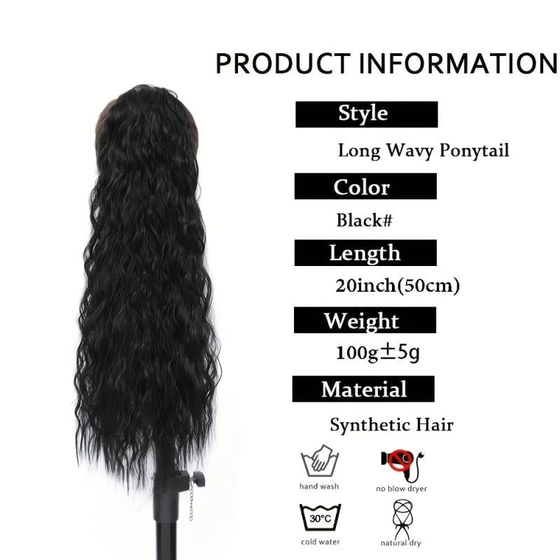 50 8 Cm Long Corn Wavy Ponytail Extensions Wrap Around Hairpiece Women