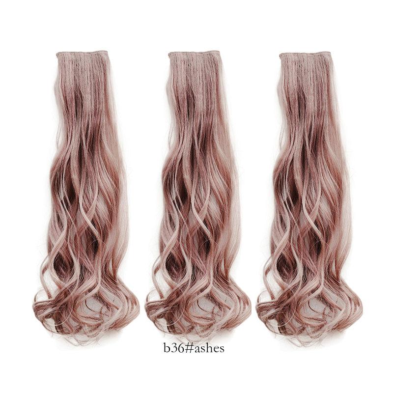 Female Wig Piece Short Long Hair Powder Brown 3 Piece Set