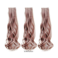 Female Wig Piece Short Long Hair Powder Brown 3 Piece Set