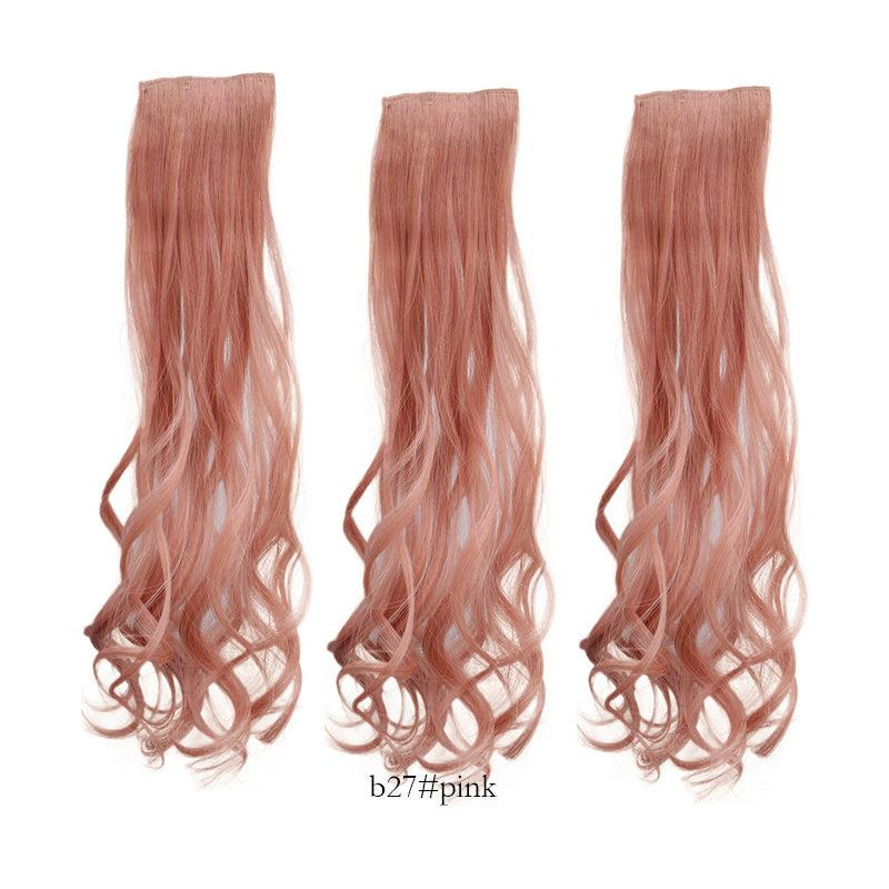 Female Wig Piece Short Long Hair Powder Brown 3 Piece Set