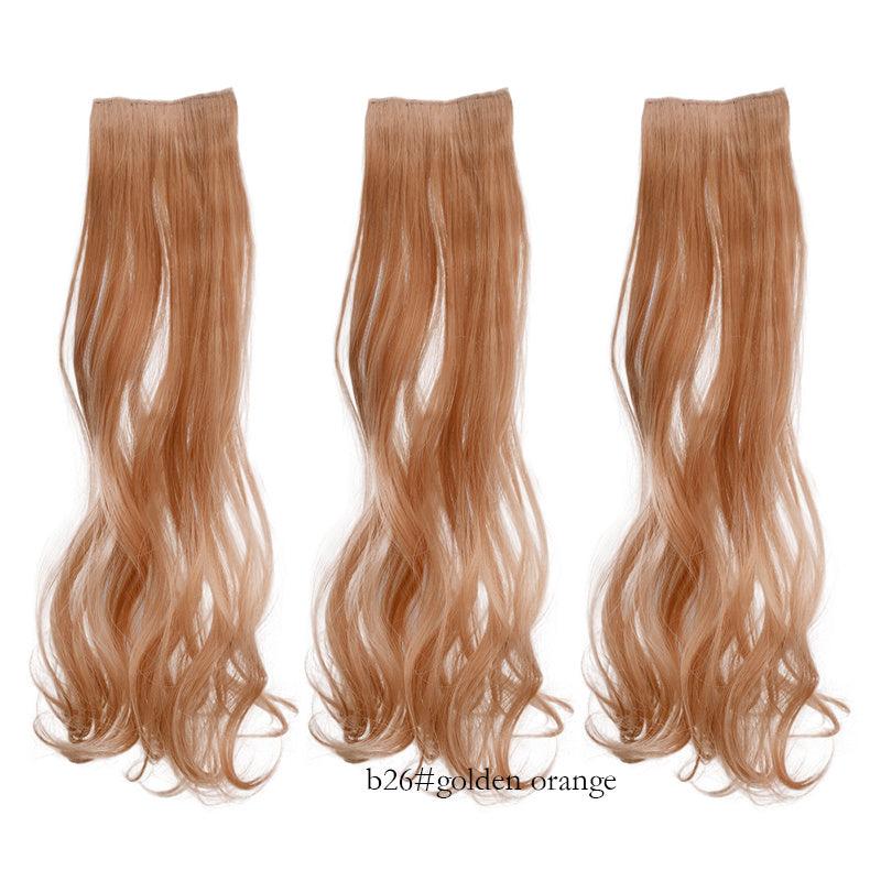 Female Wig Piece Short Long Hair Powder Brown 3 Piece Set