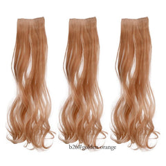 Female Wig Piece Short Long Hair Powder Brown 3 Piece Set