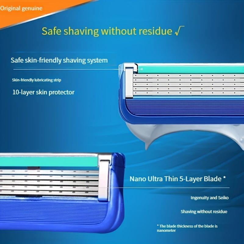 Men 5 Blade Razor & 8 Blade Refills for Smooth Shave