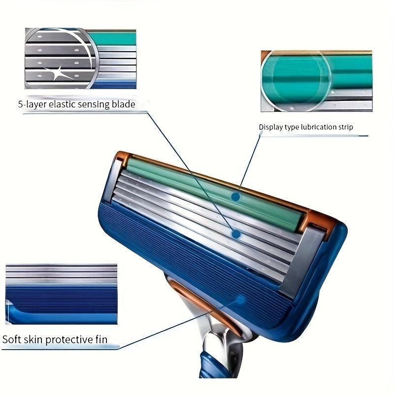 Men 5 Blade Razor & 8 Blade Refills for Smooth Shave