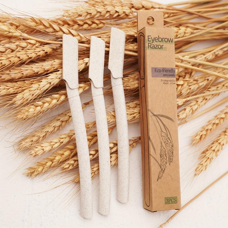 3pcs Eco Friendly Dermaplaning Tool Set Wheat Straw Razors for Men & Women