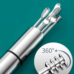 Stainless Steel Ear Digging Spoon Spiral Adult Portable Keychain Ear Tool Set