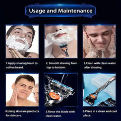 Retro Wet Shaving Razor with Skin Guard and Replacement Blades