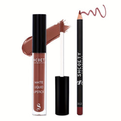 SHCOETY 12 Colors Lip Glaze Lip Liner Set Waterproof And Long Lasting