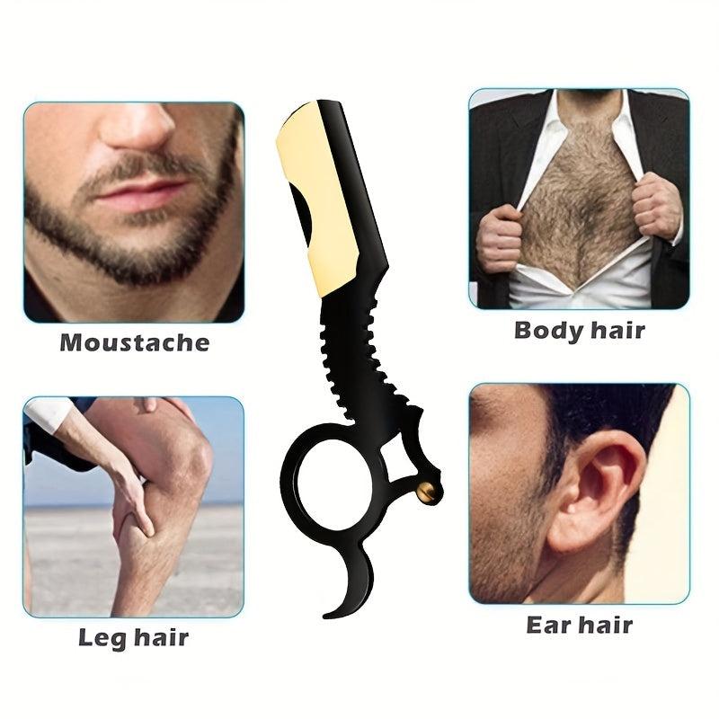 Straight Edge Haircut Razor with 10 Blades Haircut Beard Eyebrow Shaving Tool
