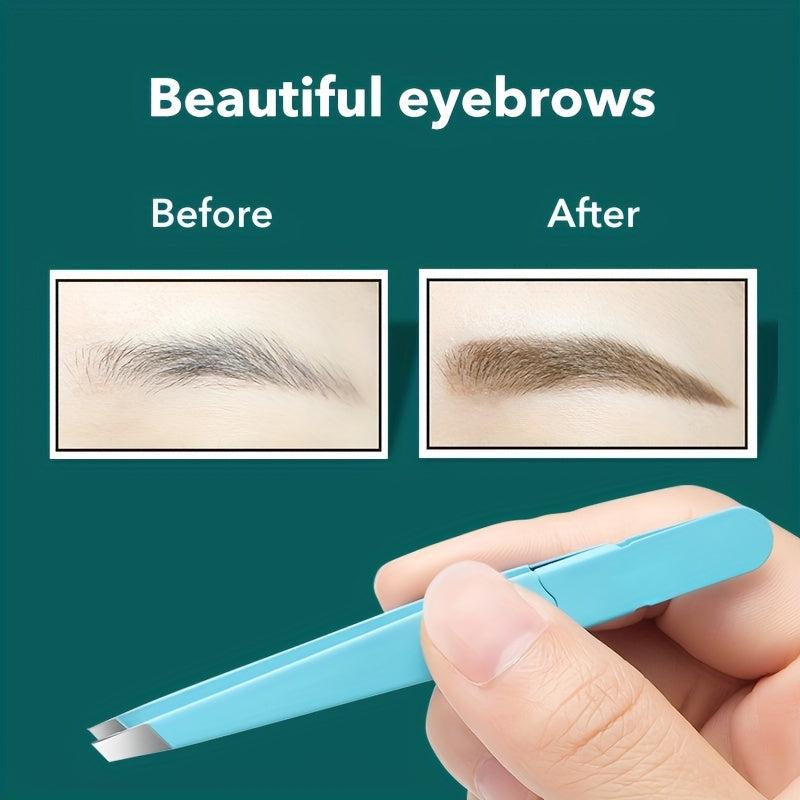 Colorful Stainless Steel Tweezers for Eyebrow Grooming and Hair Removal