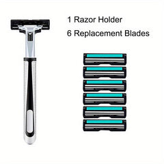 Wet Shaving Razor Set with 24 Blades Skin Guard