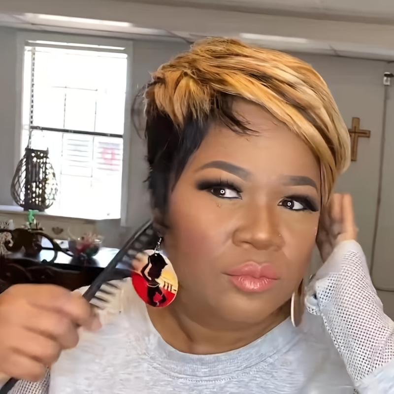 Short Curly Pixie Cut Wig With Bangs for Beginners