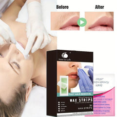 Facial Wax Strips 30ct Hair Removal Waxing Strips with 3 Cleaning Wipes