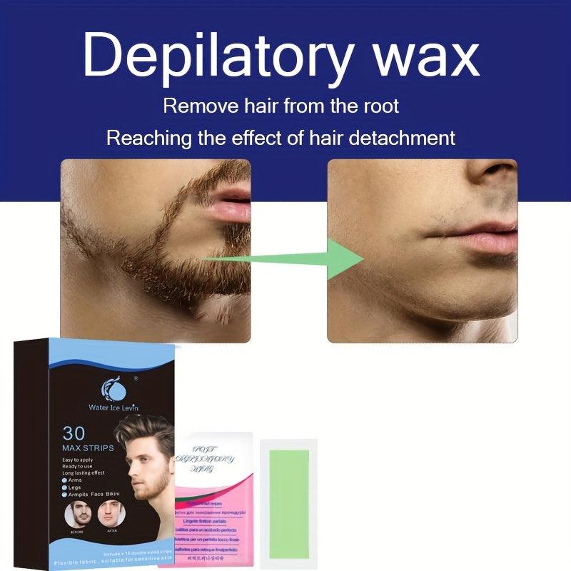 Body Waxing Strips 30 Counts Quick & Painless Hair Removal Wax Strips