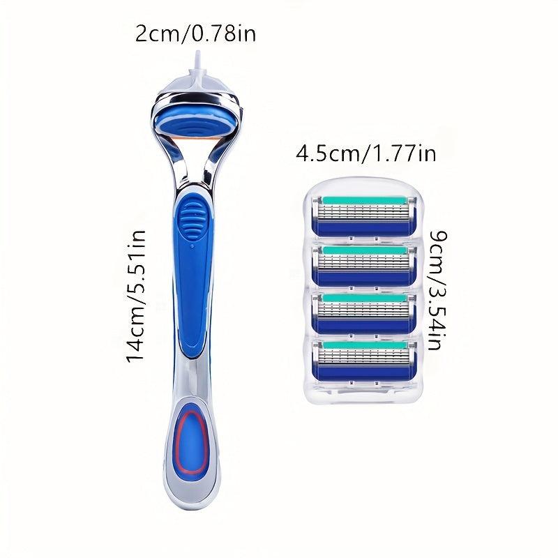 Vintage 5 Layer Manual Razor Set with 1 Handle & 0 4 8 Refills