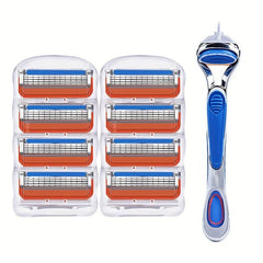 Vintage 5 Layer Manual Razor Set with 1 Handle & 0 4 8 Refills