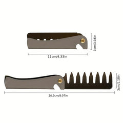 Mythus Folding Comb Wide Tooth Hair Comb Stainless Steel Anti static Detangling