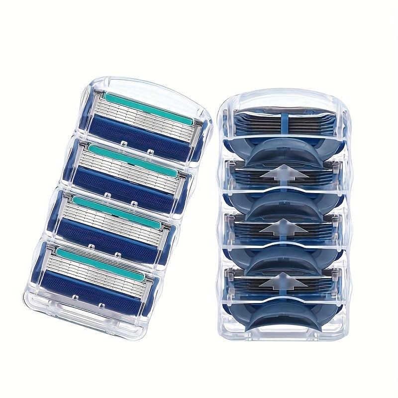 Vintage 5-Layer Manual Razor Set Stainless Steel Anti-Slip Handle with 8 Refills
