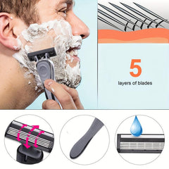 Men's 5 Blade Disposable Razor Kit with 6 Refills