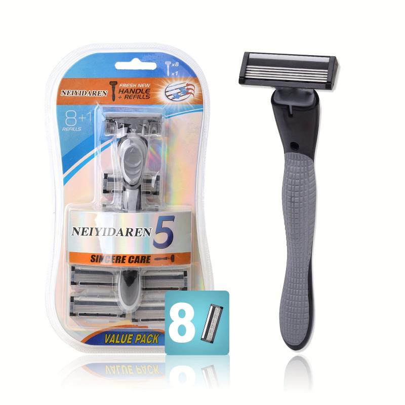 Men's 5 Blade Disposable Razor Kit with 6 Refills